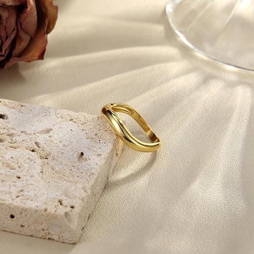 MILACOLATO 925 Sterling Silver Rings for Women 14K Gold Plated Wavy Stackable Ring for Women, Twisted Wave Band Rings, Silver/Gold Eternity Rings for Women Wedding Promise Ring With Box thumbnail 5