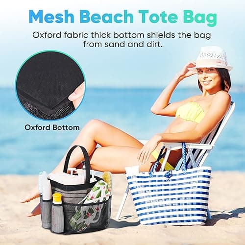 Eudele Mesh Shower Caddy Portable for College Dorm Room Essentials, 8-Pocket Large Capacity Shower Bag for Beach, Swimming, Gym thumbnail 6