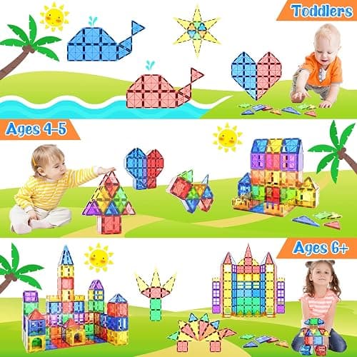 Magnetic Tiles Kids Toys STEM Magnet Toy for Toddler Magnetic Blocks Building Preschool Learning Sensory Montessori Toys for 3+ Year Old Boys and Girls, Safe Creativity Toddler Kids Toy 40PCS thumbnail 4