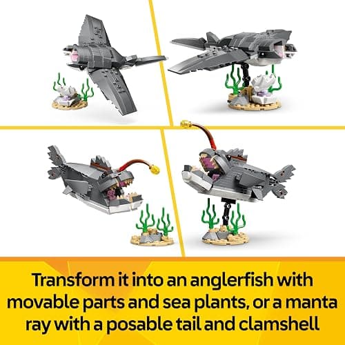 LEGO Creator 3in1 Fierce Shark with a Treasure Chest Toy - Sea Animal Figure Transforms into an Anglerfish or Manta Ray - Room Decor Idea for 8+ Year Old Boys & Girls - 31381 thumbnail 6