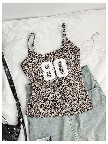 SweatyRocks Girl's Leopard Number Graphic Camisole Tops Casual Summer Sleeveless Shirts thumbnail 2