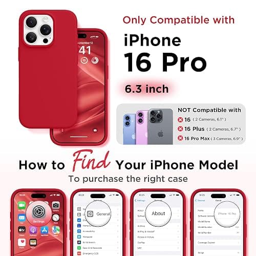 GolbinBox Magnetic for iPhone 16 Pro Case, Compatible with MagSafe, Screen Protector + Camera Lens Protector, Liquid Silicone Shockproof Protective Phone Case for iPhone 16 Pro 6.3", Red thumbnail 2