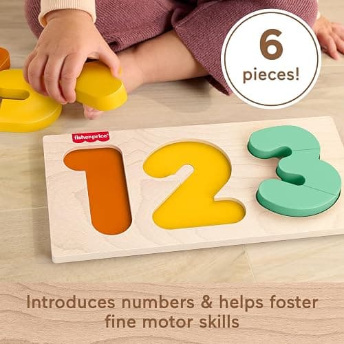 Fisher-Price Wood Montessori Toy 1-2-3 Puzzle, American Montessori Society Seal of Excellence, 6-Piece Wooden Learning Activity & Expert Play Tips for Toddlers & Kids Ages 2+ Years (Amazon Exclusive) thumbnail 3