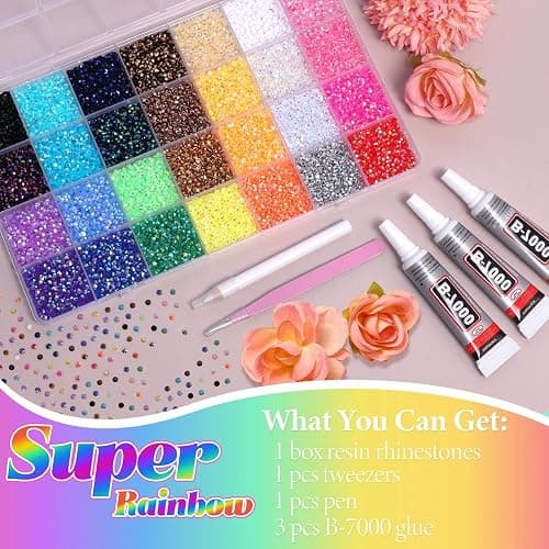 32000Pcs Rhinestones Bedazzling Kit with Tools, 3mm Color Resin Rhinestones for Bedazzling, Flatback Resin Gems for Crafts, Bedazzler Kit for Clothing Shoes DIY Face Makeup Tumblers thumbnail 3
