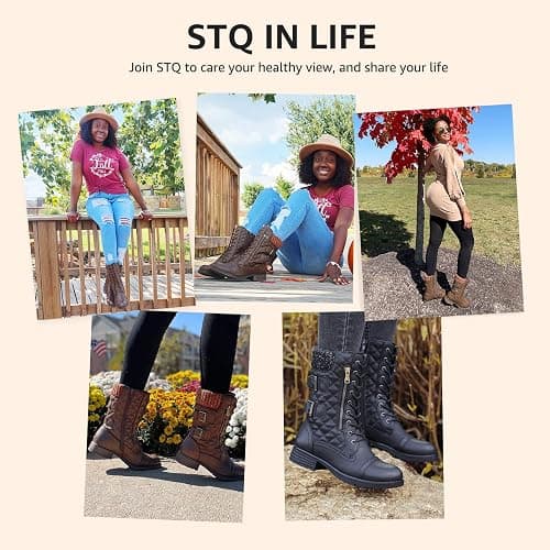 STQ Women's Combat Boots Mid Calf Winter Boots thumbnail 9