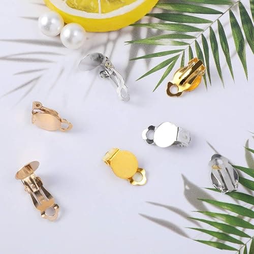 SANNIX 60-Piece Round Flat Back Earring Set: Non-Pierced Clip-On Earring Findings with Pads in 3 Colors for DIY Jewelry thumbnail 2
