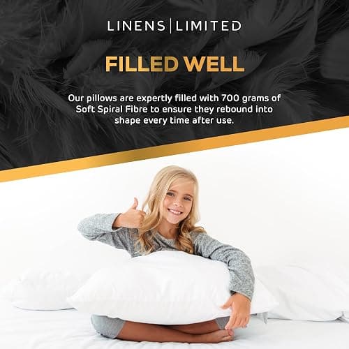 Linens Limited - Soft Pillows 4 Pack, Made in the UK, Hotel Quality, Luxurious Bounce Back Pillows, Feels Like Down, Medium and Orthopedic Support, Non-Allergenic Microfibre, Machine Washable (White) thumbnail 6