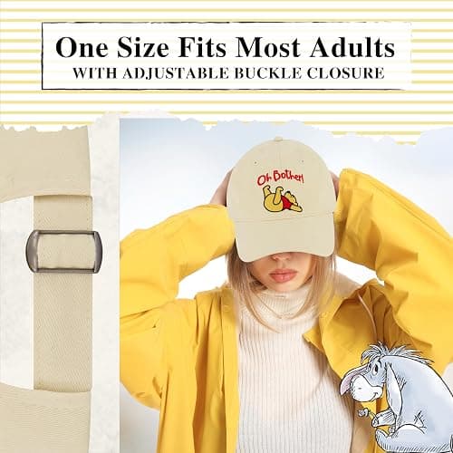 Disney Winnie The Pooh Dad Hat, Adjustable Cotton Baseball Cap with Curved Brim thumbnail 4