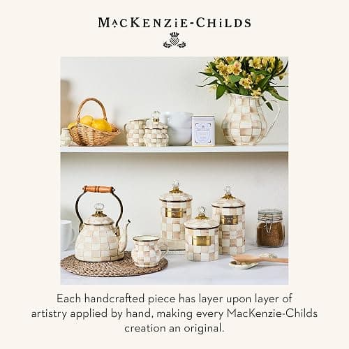 MACKENZIE-CHILDS Enamel Spoon Rest, Kitchen Utensil Rest and Spoon Holder, Kitchen Decor, Brown-and-White Mocha Check thumbnail 2