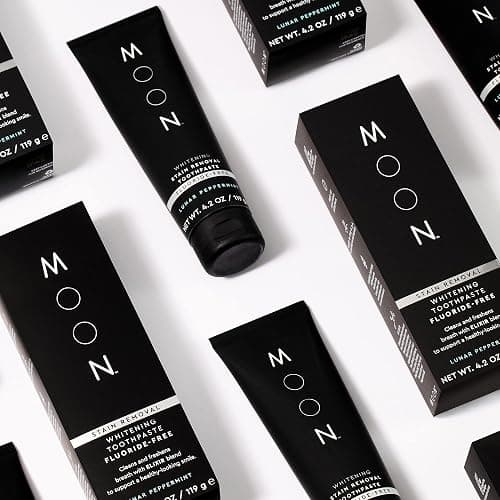 MOON Fluoride Free Toothpaste - Stain Removal Teeth Whitening Toothpaste for Adults & Children - with Essential Oils, Green Tea & Mica - Gentle on Enamel & Gums - Peppermint (4.2 Oz) thumbnail 6