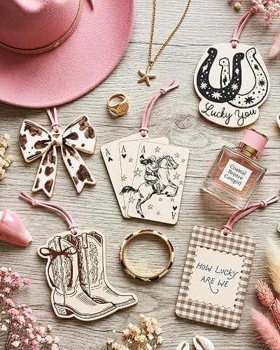 Car Air Fresheners for Women, 5 Pack Western Cowgirl Hanging Car Freshener, Cute Car Accessories with Cow Print Bow, Cowboy Boots & Lucky Horseshoe, Rear View Mirror Ornament thumbnail 3