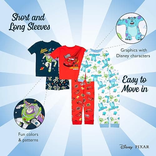 Disney Unisex Kids' 6-piece Snug-fit Cotton Matching Comfortable Pajama Set, Soft & Cute for Kids thumbnail 4