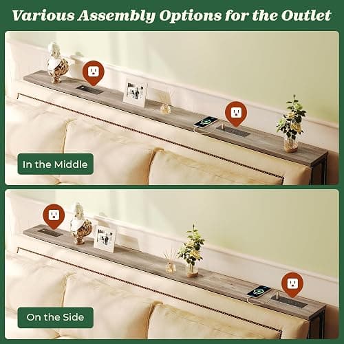 SUPERJARE 78.8 Inch Narrow Console Table with Outlet, Sofa Tables, Behind Couch Table, Long Entryway Tables with Charging Station, for Living Room, Oak thumbnail 5