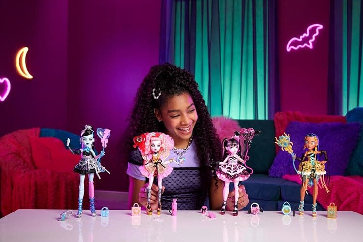 Monster High Scary Sweet Birthday Doll, Frankie Stein in Black Party Dress with Themed Accessories Like Invite, Balloon, Toy, Lipstick and More thumbnail 2