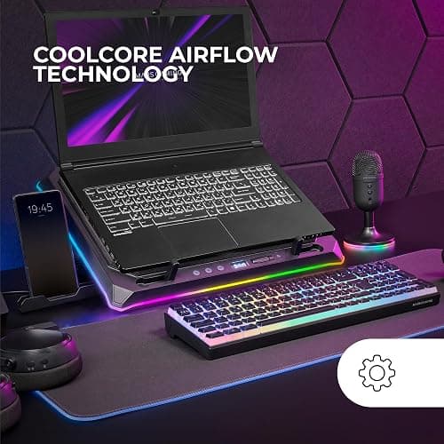Mars Gaming MNBC-Ultra, Base Refrigeradora y Stand, Ventilador 140mm, Tecnología CoolCore Airflow, RGB Chroma, 5 Posiciones, Compatibilidad Portátiles hasta 18”, Soporte Smartphone, 4X USB-A, Negro thumbnail 2
