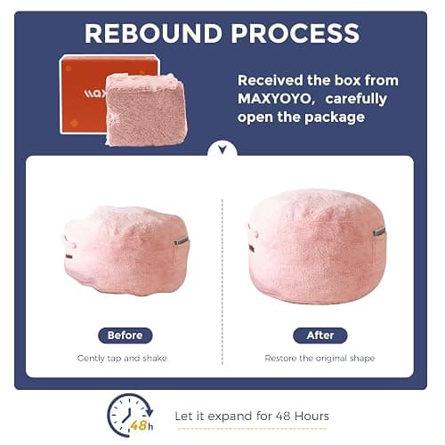 MAXYOYO Bean Bag Chair, Soft Bean Bag Sofa with Supportive Foam Filling | Plush Bean Bag Sofa with Supportive Foam Filling, Floor Sofa Seat with Side Pocket and Washable Cover, Pink, 3FT thumbnail 7
