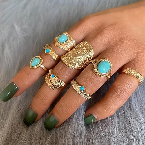17 MILE 82 Pcs Vintage Silver Knuckle Rings Set for Women, Bohemian Stackable Joint Finger Rings, Retro Stone Crystal Stacking Midi Rings Pack thumbnail 3