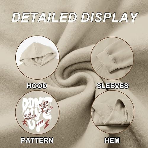 Wedsadl Graphic Streetwear Hoodies For Men Vintage Hoodie Inspirational Sweatshirts Positive Letter Print Cotton Pullover thumbnail 7