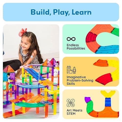 12pcs Race Track Add-On Magnetic Railway 5Styles Building Block Set Magnet Tiles Construction Toy STEM Learning Early Education Toys Blocks Child Brain Development for Kids Age 3+ PTR12 thumbnail 5