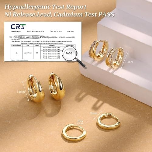 MILACOLATO 3 Pairs Small 14K Gold Plated Hoop Earrings for Women Trendy Hypoallergenic Cartilage Hoop Earring Stacks Silver Plated Huggie Hoops Earring Sets for Multiple Piercing Chunky Double Jewelry thumbnail 4