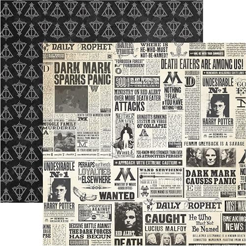 Paper House Productions Harry Potter Newspaper Double Sided Scrapbook Paper, 12-inch, 15-Pack - Image 1