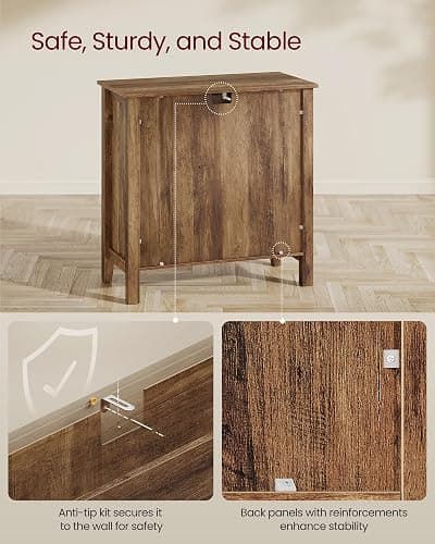 VASAGLE LIRY Collection - Buffet Cabinet, Coffee Bar Cabinet with a Drawer, Adjustable Shelf, Sideboard Storage with Cable Hole, Drawer Divider, Honey Brown UBBK341K01 thumbnail 6