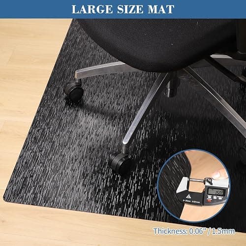 Office Chair Mat, TYDLE 59"x75" Large Chair Mat for Hard Floor, Vinyl Mat for Gaming Chairs, Slip Resistant Rolling Computer Under Desk Mat for Hardwood Floor, Black thumbnail 3