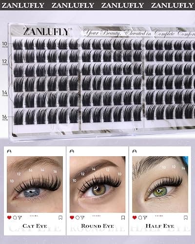 zanlufly Lash Clusters Eyelash Clusters Wispy Cluster Eyelash Extensions DIY Individual Lashes Natural Volume Lash Extension C Curly Cluster Lashes with Thin Band thumbnail 4