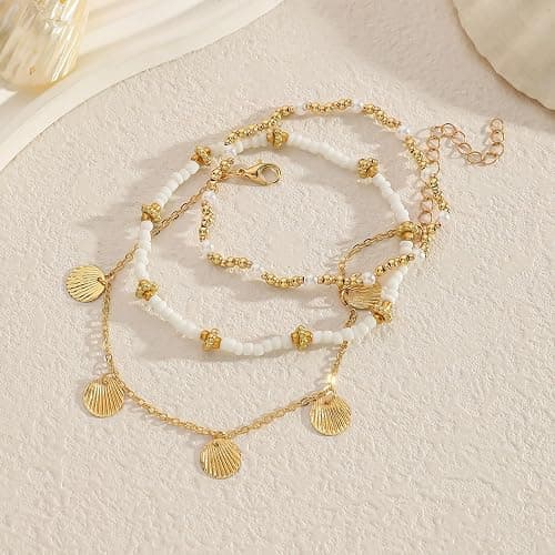 Seashell Ankle Bracelets for Women Starfish Bracelets Layered Boho Puka Shell Anklet Cowrie Shell Bracelets Hawaiian Summer Beach Foot Chain Jewelry thumbnail 4