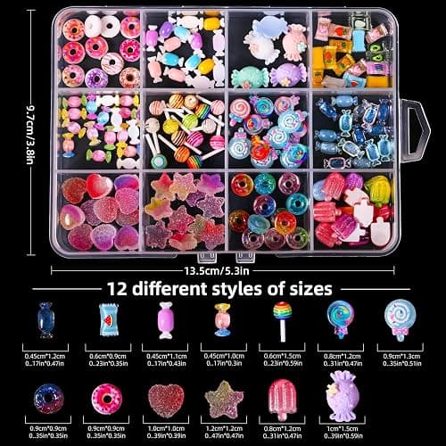 3D Mix Assorted Color Acrylic Multi Cute Nail Art Charms Hollow Candy Jewelry Supplies for Nail Art Design DIY Crafts Accessories (Macaron Candy) thumbnail 4