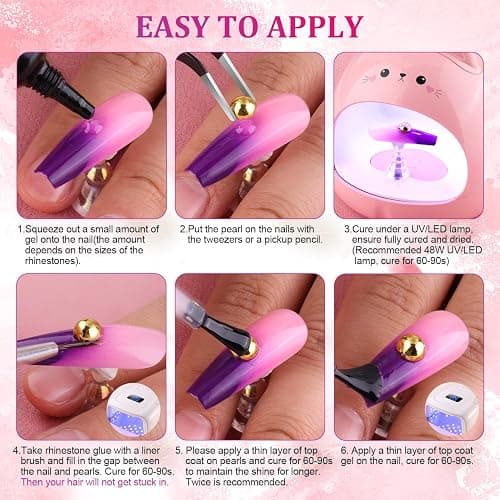 Belleboost Gold Nail Charms and Gems, Half Round Flatback Pearl Nail Charms, Nail Pearls Rhinestones Kit Gold Beads for Nails with Pickup Pencil and Tweezer for DIY Nail Art, Face Makeup and Crafting thumbnail 5