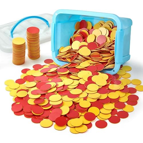 stochastic box Counters for Kids Math 800 pcs Plastic Two-Color Red and Yellow Counter,Double Sided Counters Educational Toys to Help Kids Learn - Image 1