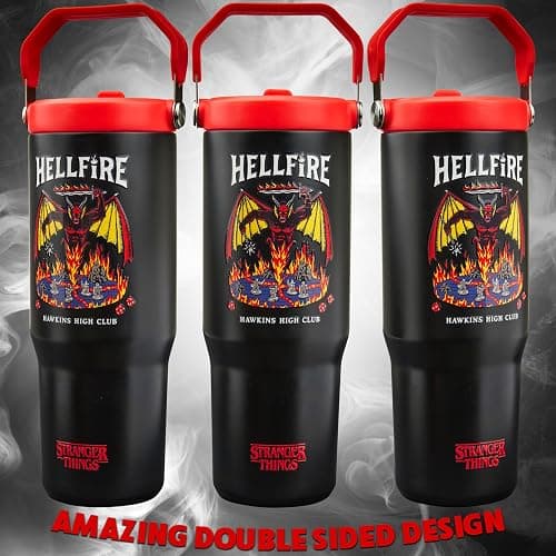 Get Trend Stranger Things Tumbler Stainless Steel with Straw 30oz Kids Teens Insulated Cup with Lid Travel Mug Cups for School Sports Gifts for Kids (Black/Red Stranger Things) thumbnail 6