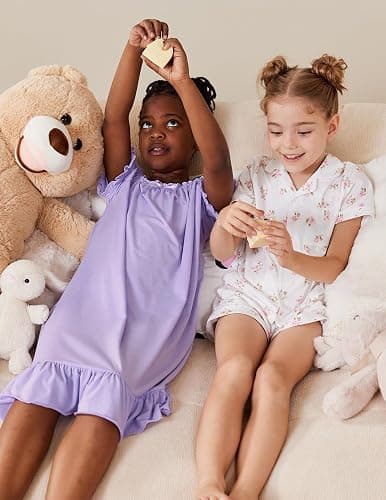 Arshiner Girls Pajamas Sets Short Sleeve Kids Pjs Button Down Sleepwear for 4-13Y thumbnail 4
