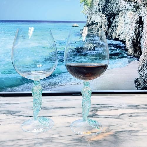 Supreme Housewares Durable Acrylic Plastic Stem Wine Glasses, Set of 2, Reusable Plastic Drinkware, BPA-free, Shatter-Proof, Ideal for Wine and Beverage (17 oz, Mermaid) thumbnail 7