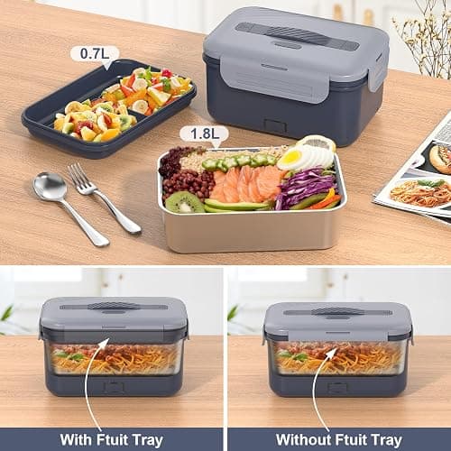 Vabaso 1.8L Electric Lunch Box for Adults, 100W Heated Lunch Box for Car/Truck Home/Work, Portable Food Warmer Heating LunchBox with 61oz Stainless Steel Container, 12V/24V/110V/220V thumbnail 4