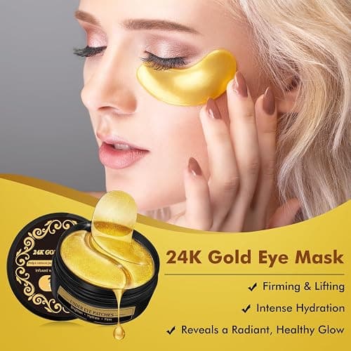 60 Pezzi Patch Contorno Occhi, Patch Occhiaie e Borse in Gel per Sotto gli Occhi, Maschera Contorno Occhi Idratante, Effetto Rinfrescante per Occhi Stanchi, Unisex (24K Gold) thumbnail 5