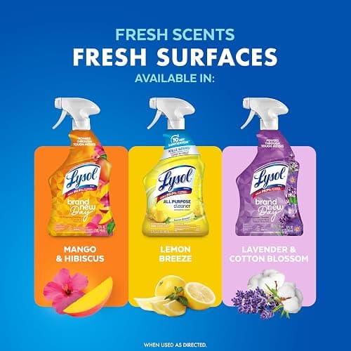 Lysol All Purpose Cleaner Spray, Multi-Purpose Disinfecting Spray, Kitchen & Bathroom Cleaner, Lemon Breeze Scent, 32 Fl Oz - Lemon Breeze - 32 Fl Oz (Pack of 1) thumbnail 5