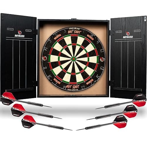 Ruthless Home Darts Centre With or Without LED Light Options | Home Dart Board Centre Including Cabinet, Dartboard and 2 Sets of Darts (USB) thumbnail 9
