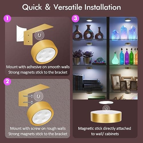 3-Pack Picture Lights for Wall, 13 RGB Color Changing Led Art Display Light with Rechargeable Battery Operated, Magnetic Painting Light with Remote Control, Wireless Home Wall Decorative Lighting thumbnail 8