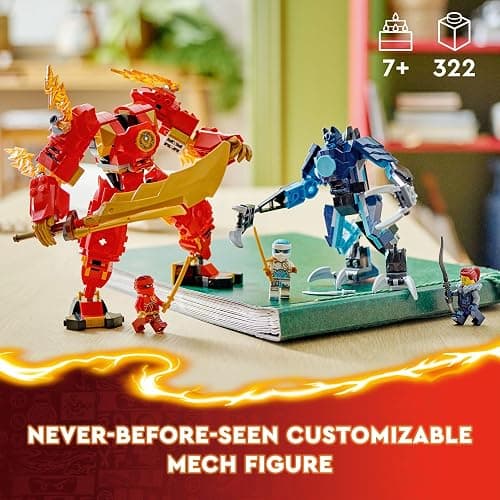 LEGO NINJAGO Kai’s Elemental Fire Mech Action Figure, Mini Ninja Toy for Kids with Customizable Red Ninja Figure Plus Kai and Zane Minifigures, Adventure Set for Boys and Girls Ages 7 and Up, 71808 thumbnail 2