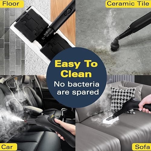Steam Cleaner Handheld, Steamer Cleaning, Portable Steam Cleaner with 21 Accessories and Safety Lock, 500ml Large Capacity, Multi-Purpose Steam Cleaner for Kitchen, Bathroom, Car, Grease（Yellow） thumbnail 5