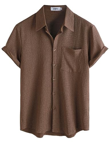VATPAVE Mens Summer Striped Shirts Button Down Short Sleeve Vintage Beach Hawaiian Shirts with Pocket thumbnail 5