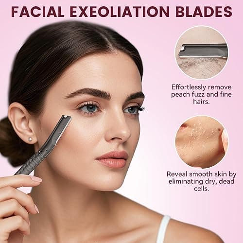 Eyebrow Razor with 12 Blades, Face Razors for Women and Men,Dermaplane Razor for Women Face, Facial Hair Removal for & Eyebrow Hair Removal - Black thumbnail 4