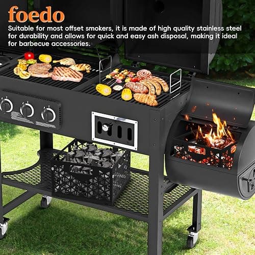 Foedo Charcoal Firebox Basket for Oklahoma Joe Offset Smoker, Grill Accessories for Long and Efficient Smoking, 12" x 12" x 7.5 "Fire Basket for Oklahoma Joes Highland (Only 4 Screws) (black) thumbnail 7