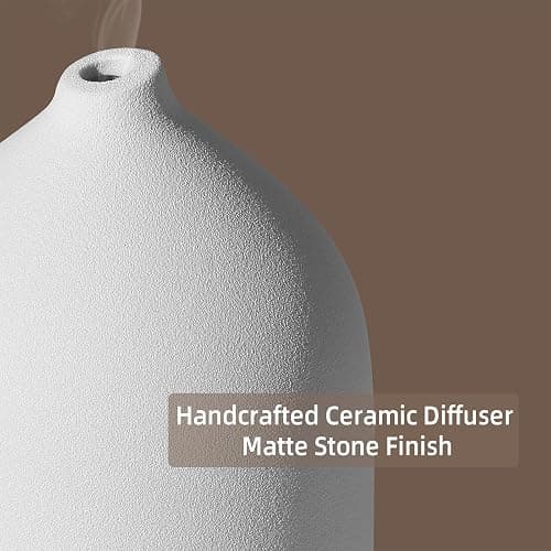 Gooamp 200ML Ceramic Essential Oil Diffuser for Home, Stone Diffuser | Ultrasonic Aromatherapy Diffuser & Air Humidifier for Bedroom, Office, Yoga, 7 LED Lights, Auto Shut-Off, 3 Timers, White thumbnail 2