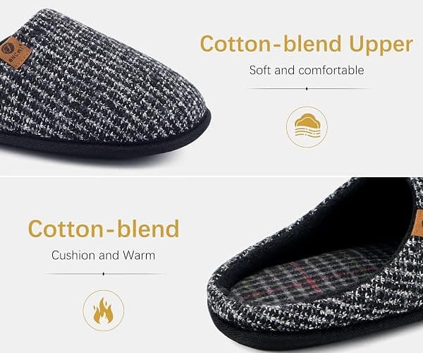 ONCAI Men's House Slippers Memory Foam Slip-On Warm Cozy Scuff Home Bedroom Shoes with Indoor/Outdoor Rubber Soles US Size 7-15 thumbnail 4