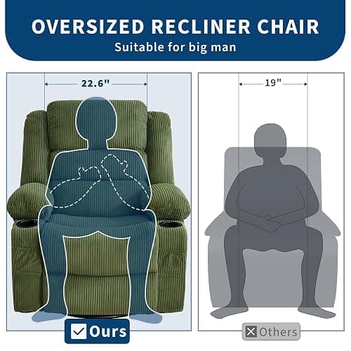 Garvee Rocking Recliner Chair for Adults Wide 360° Swivel Rocker Recliner | Recliner with Cup Holder Nursery Glider with Upholstered Deep Seat Lazy boy Chair for Living Room thumbnail 2