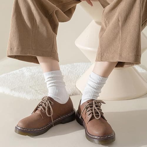 Flydo 6 Pack Women's Crew Socks - Cotton, Cute Casual Athletic Soft Aesthetic thumbnail 3