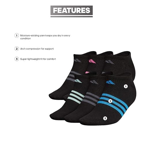 adidas Womens Superlite No Show Socks (6-pair) thumbnail 4